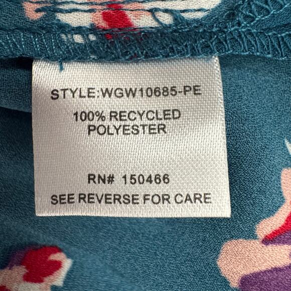 41 Hawthorn Teal Floral Pleated Short Sleeve Blouse Women’s Large Petite NWT - Picture 6 of 7